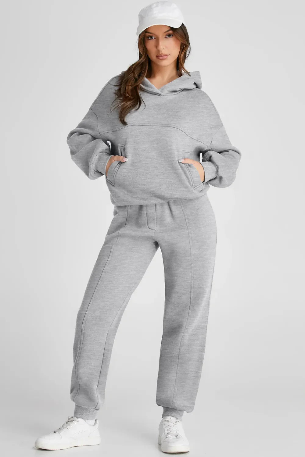 Dropped Shoulder Long Sleeve Hoodie and Pants Active Set - tif-shop24.de