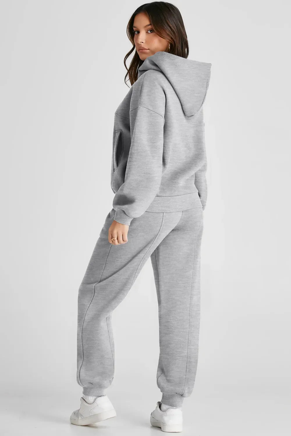 Dropped Shoulder Long Sleeve Hoodie and Pants Active Set - tif-shop24.de