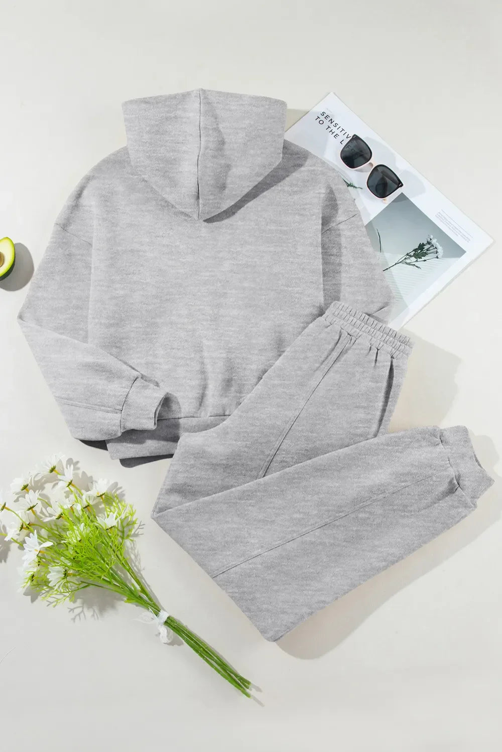 Dropped Shoulder Long Sleeve Hoodie and Pants Active Set - tif-shop24.de