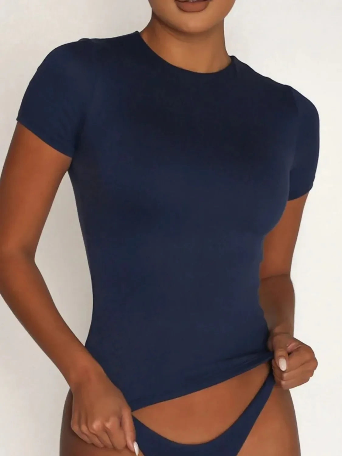 Round Neck Short Sleeve Swim Top - tif-shop24.de