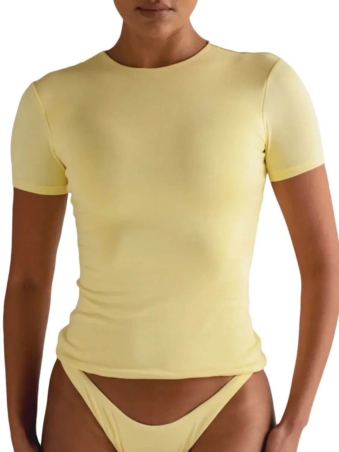 Round Neck Short Sleeve Swim Top - tif-shop24.de