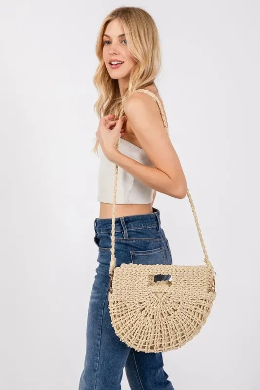 Fame Braided Tote Bag - Semi Circle Handtasche Geflochten - tif-shop24.de