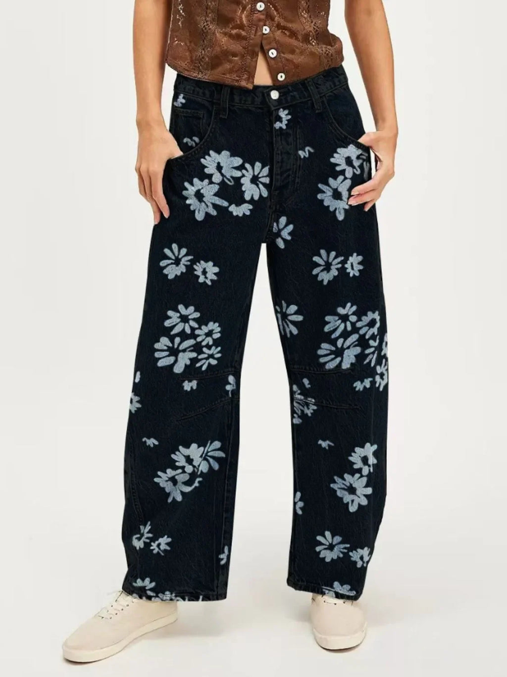 Printed Wide Leg Jeans - tif-shop24.de