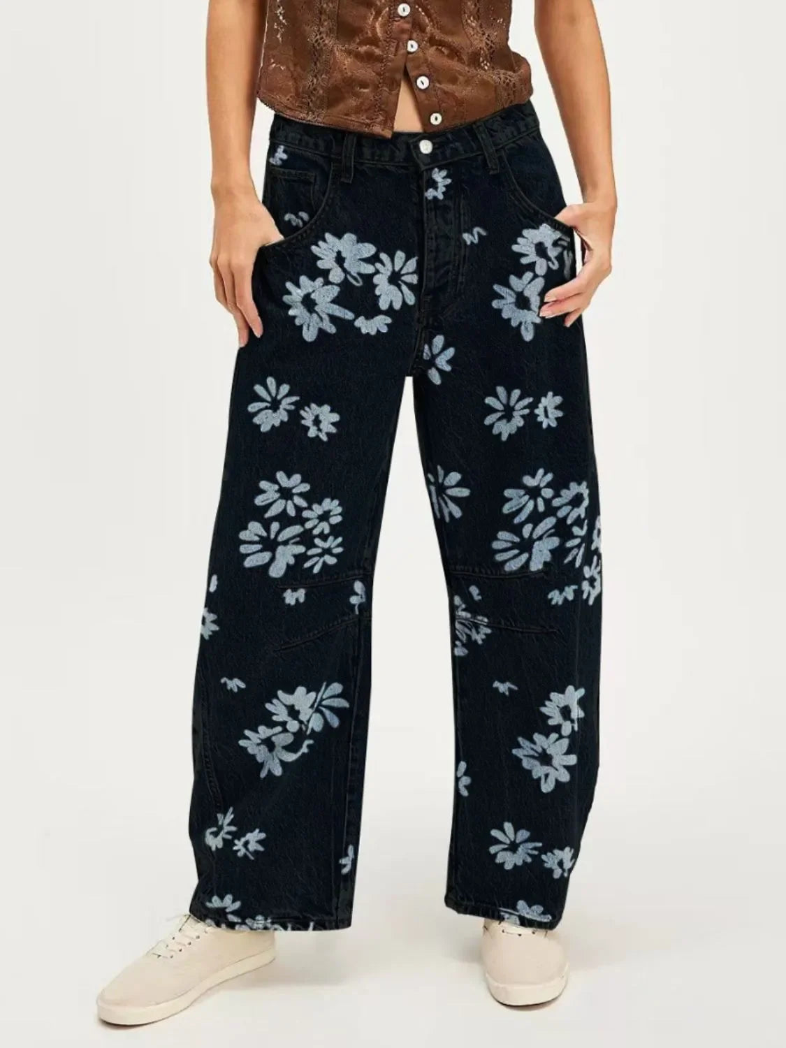 Printed Wide Leg Jeans - tif-shop24.de