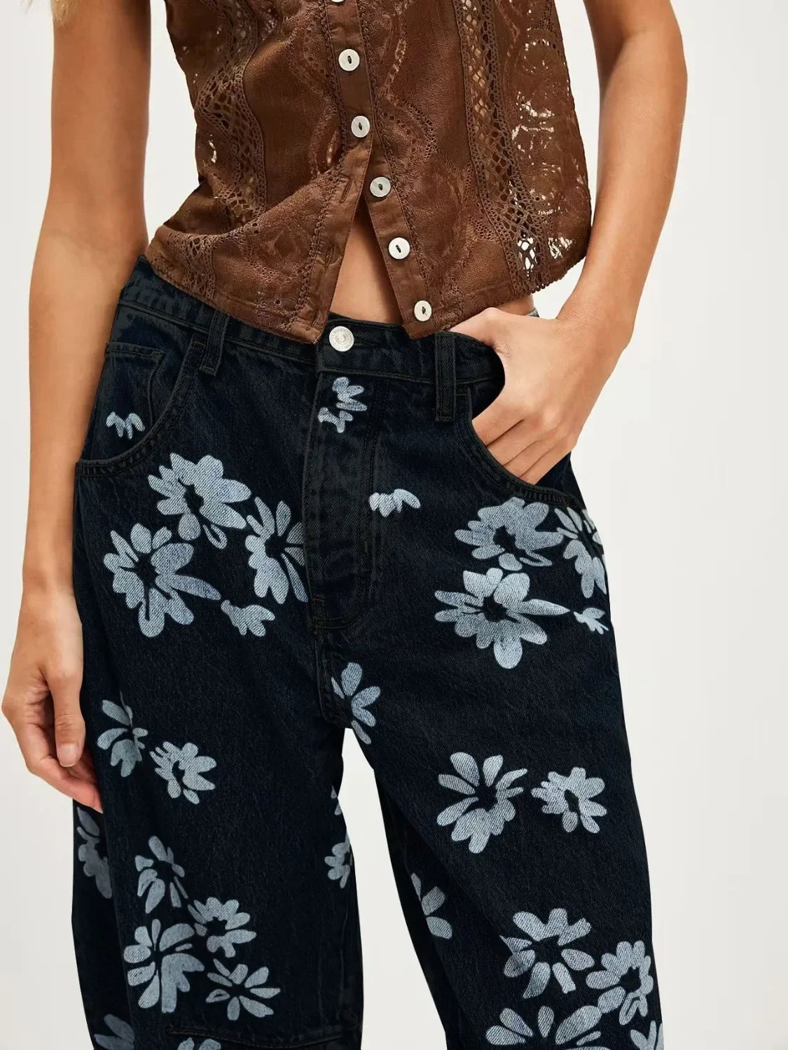 Printed Wide Leg Jeans - tif-shop24.de