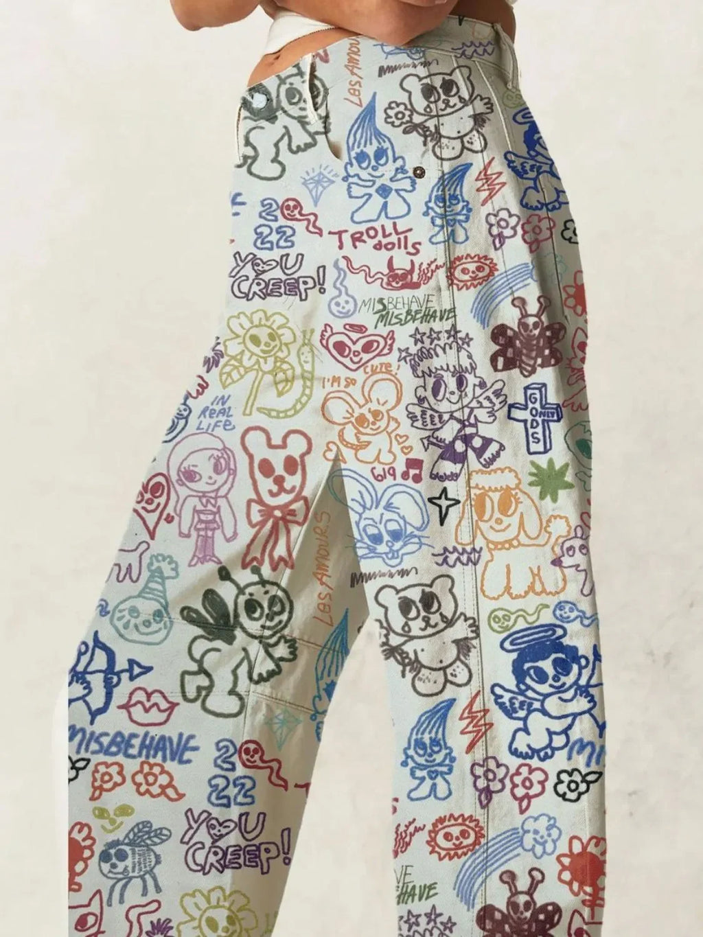 Printed Wide Leg Jeans - tif-shop24.de