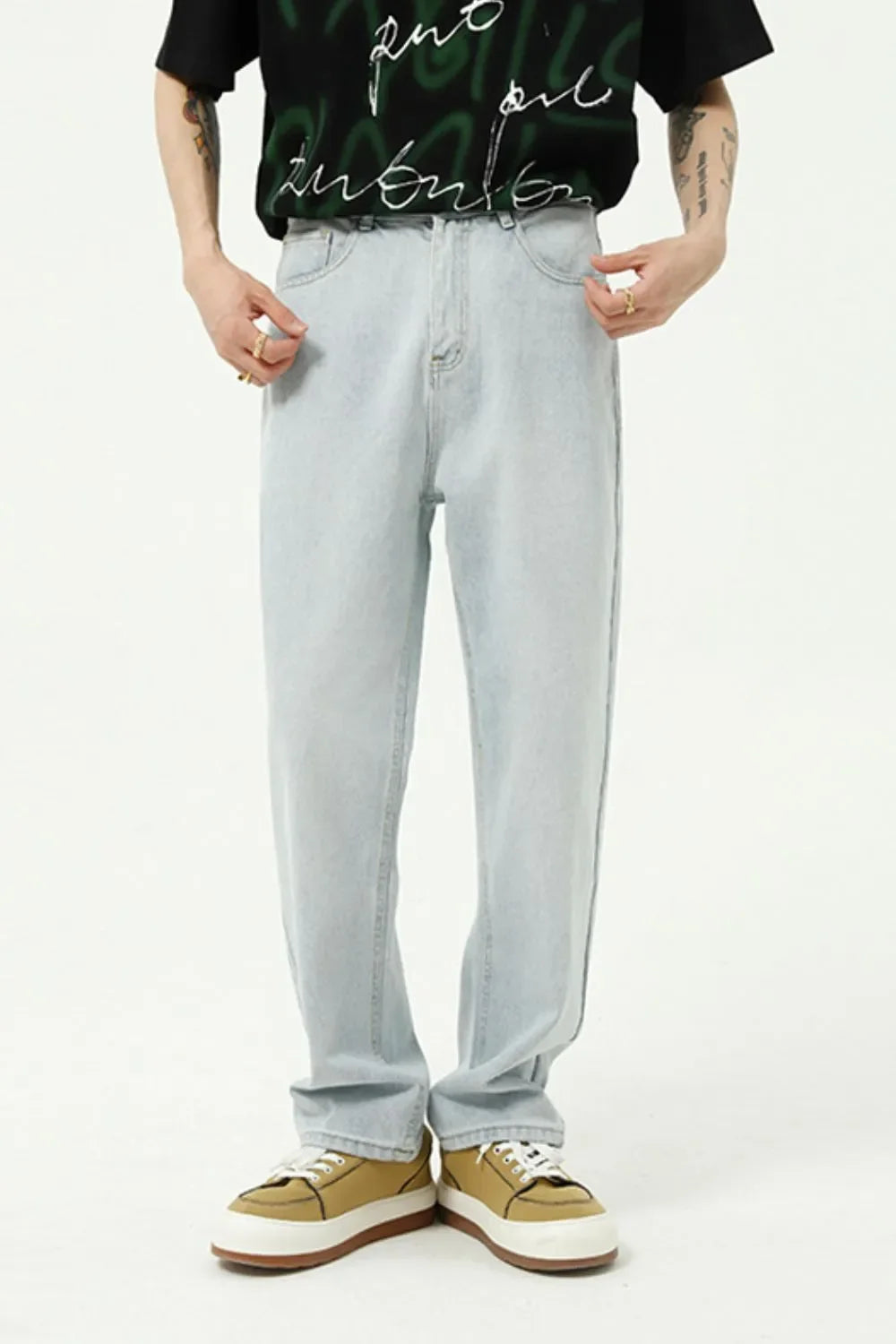 Washed Straight-Leg Slim Jeans - tif-shop24.de