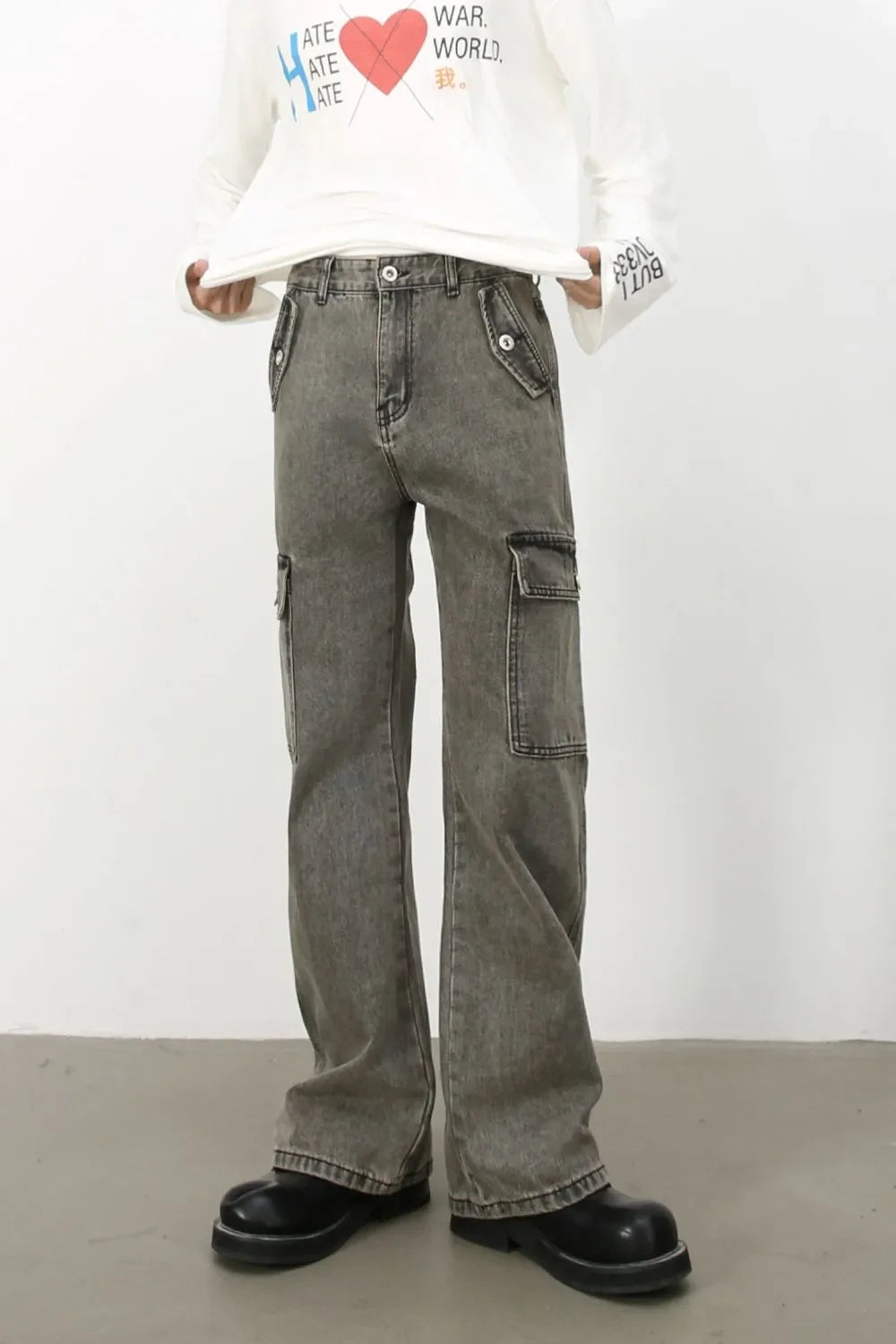 Men's Straight Leg Jeans with Cargo Pockets - tif-shop24.de