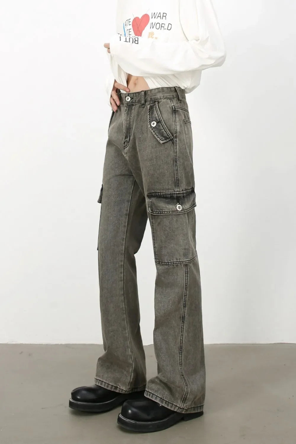 Men's Straight Leg Jeans with Cargo Pockets - tif-shop24.de