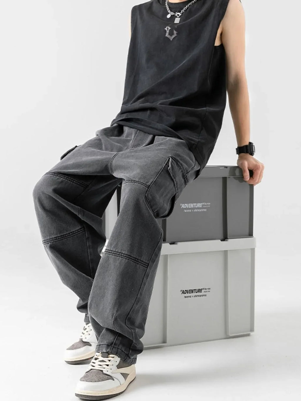 Men's Plus Size Baggy Jeans with Pockets - tif-shop24.de