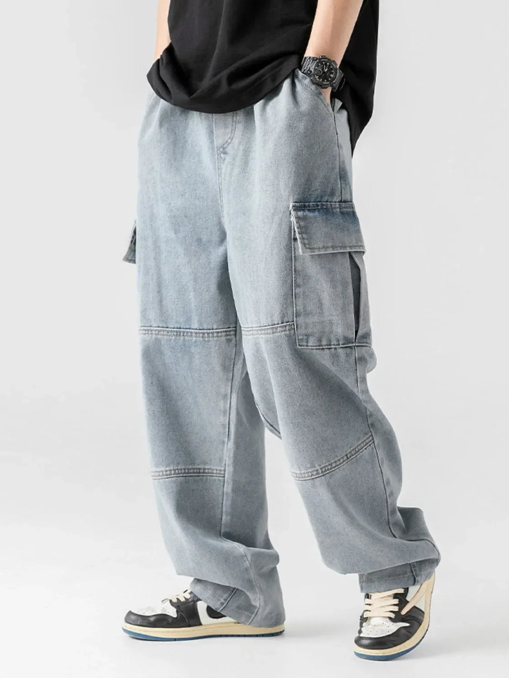 Men's Plus Size Baggy Jeans with Pockets - tif-shop24.de