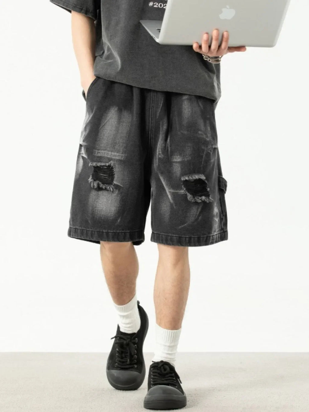 Men's Plus Size Distressed Denim Shorts - tif-shop24.de