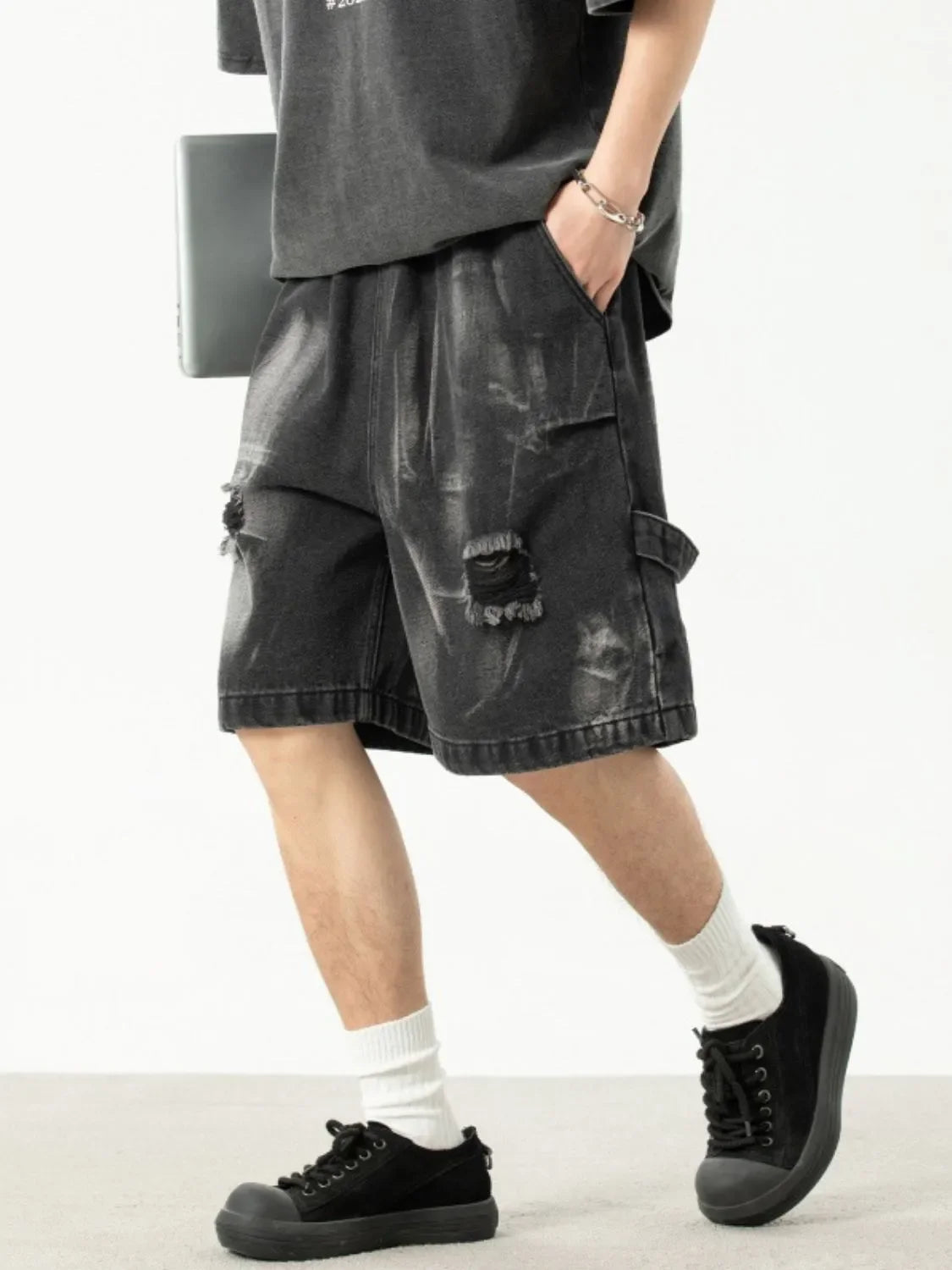 Men's Plus Size Distressed Denim Shorts - tif-shop24.de