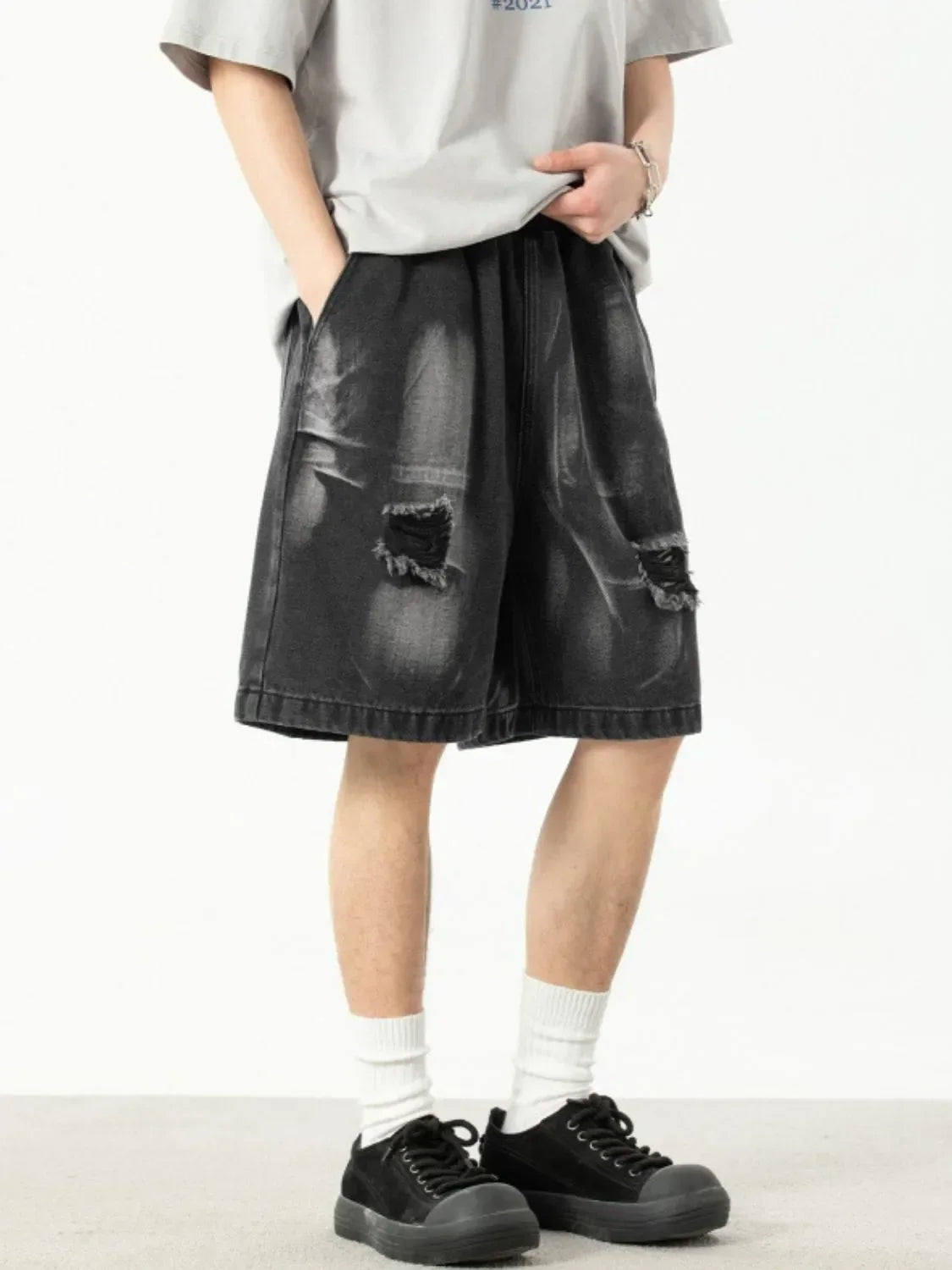 Men's Plus Size Distressed Denim Shorts - tif-shop24.de