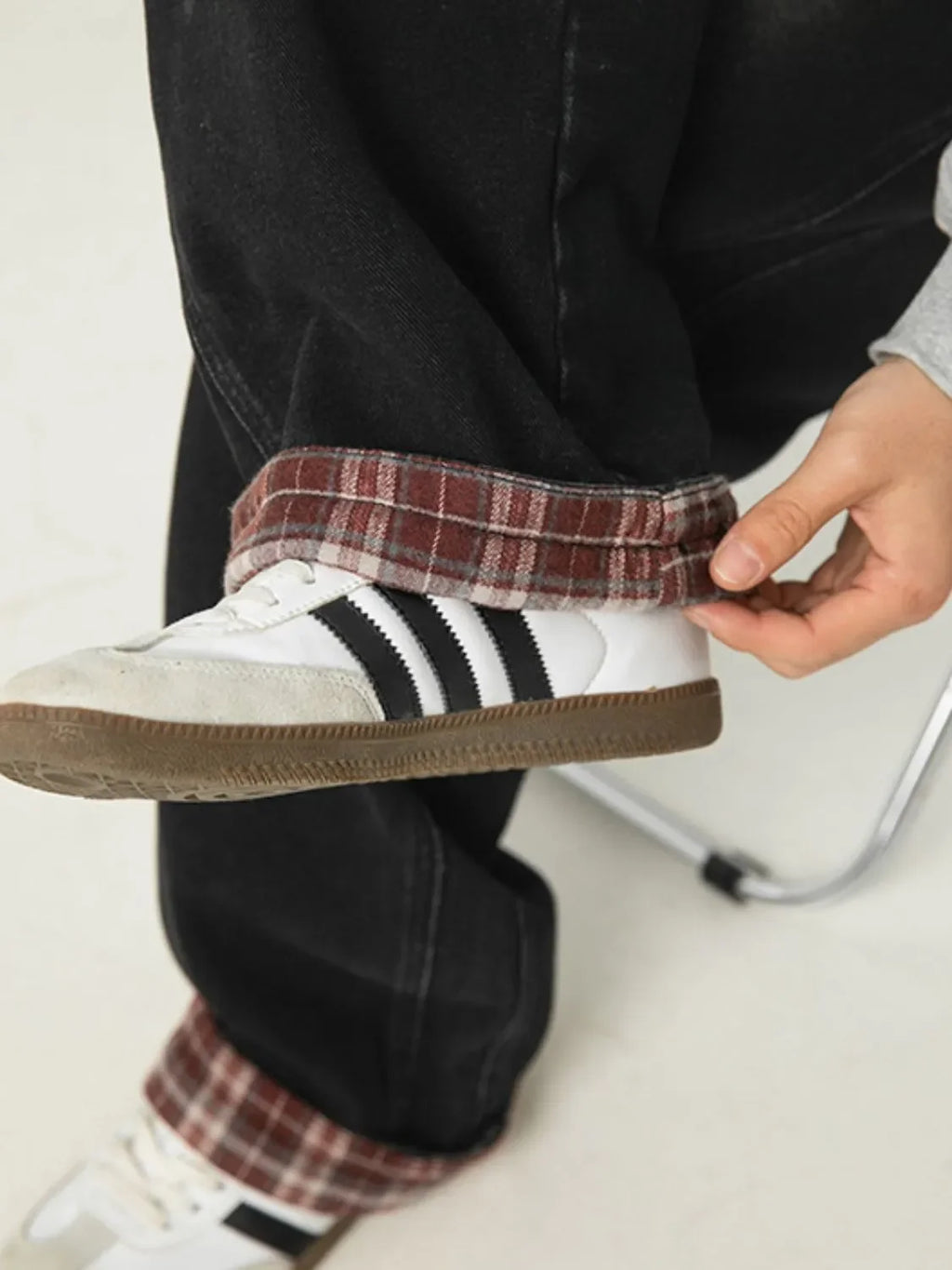 Men's Plus Size Plaid Hem Loose Fit Jeans - tif-shop24.de