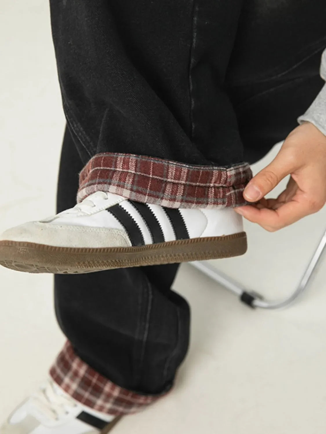 Men's Plus Size Plaid Hem Loose Fit Jeans - tif-shop24.de