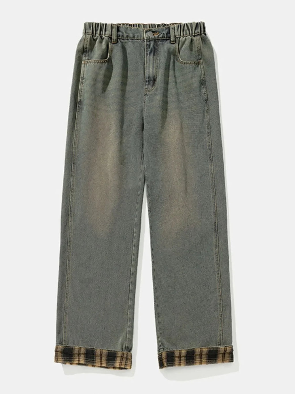 Men's Plus Size Plaid Hem Loose Fit Jeans - tif-shop24.de