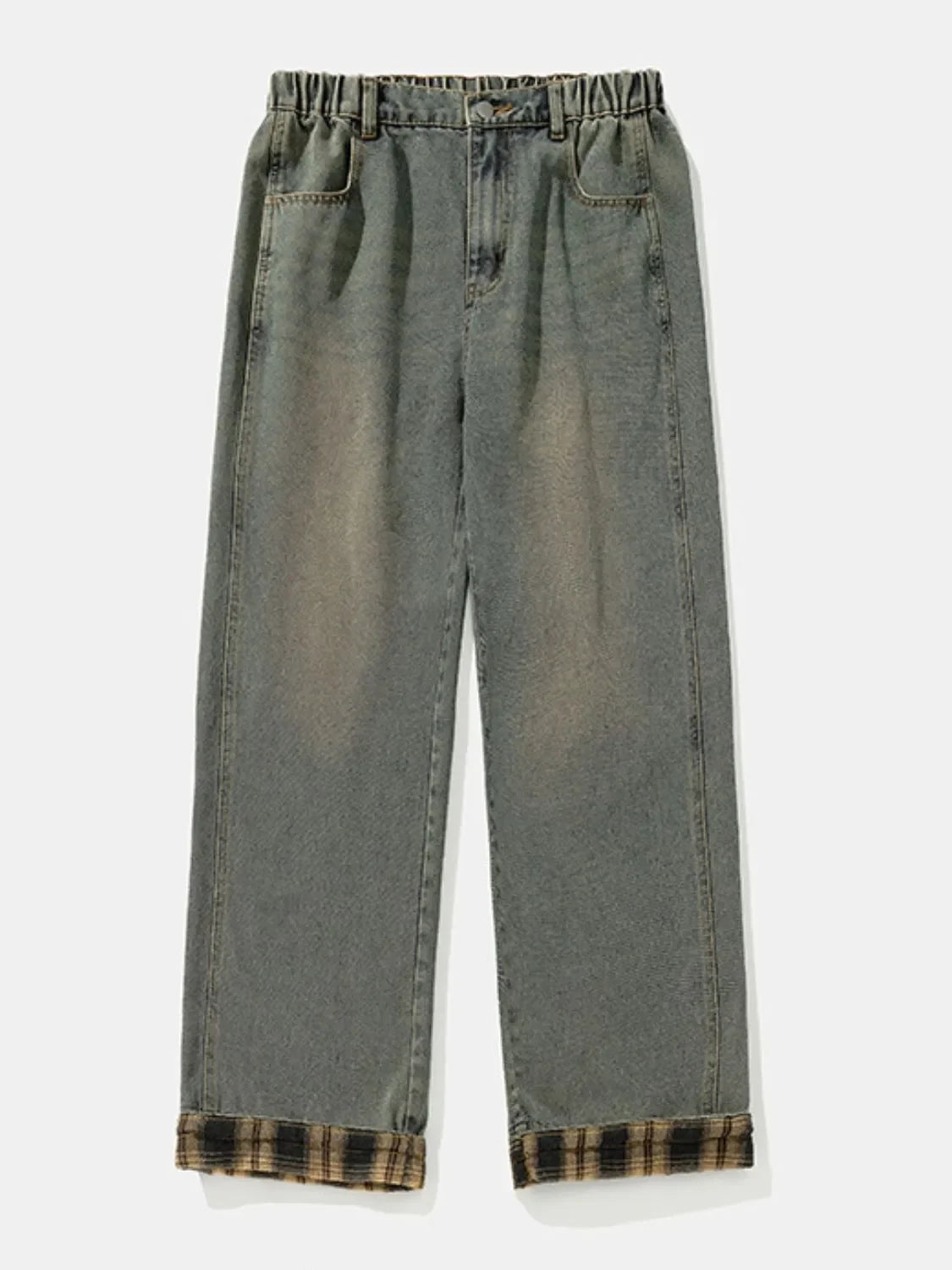 Men's Plus Size Plaid Hem Loose Fit Jeans - tif-shop24.de