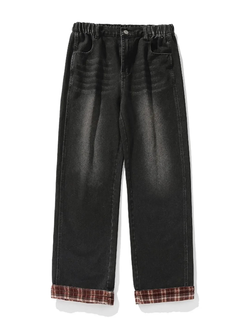 Men's Plus Size Plaid Hem Loose Fit Jeans - tif-shop24.de