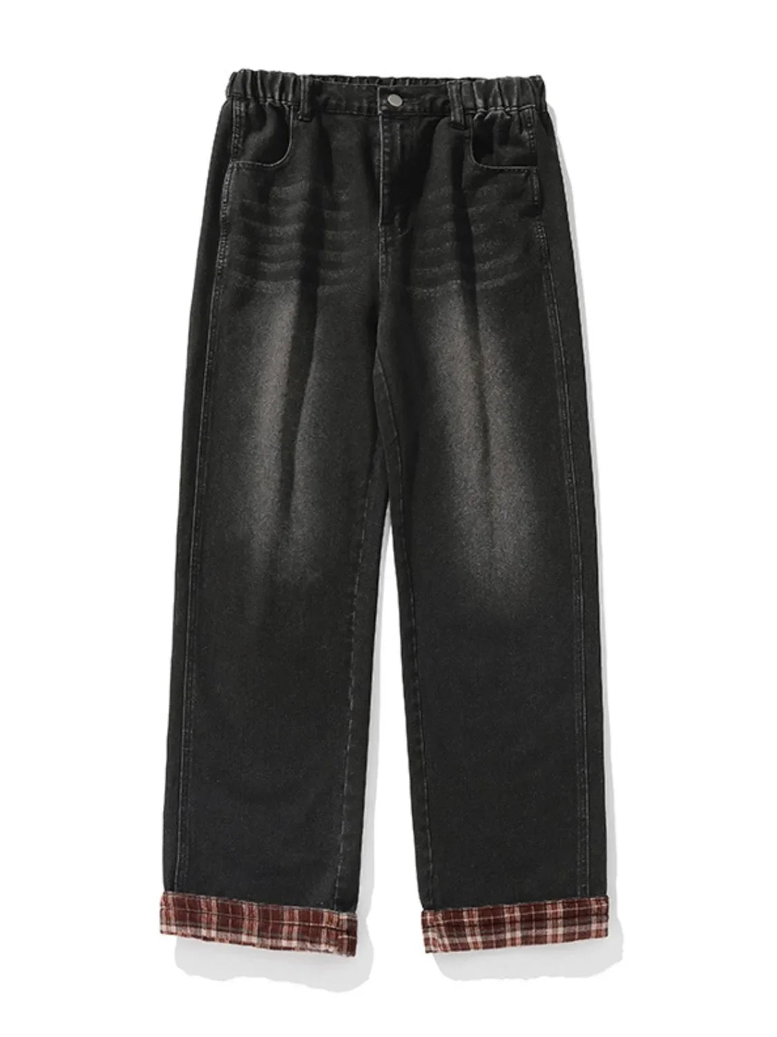 Men's Plus Size Plaid Hem Loose Fit Jeans - tif-shop24.de