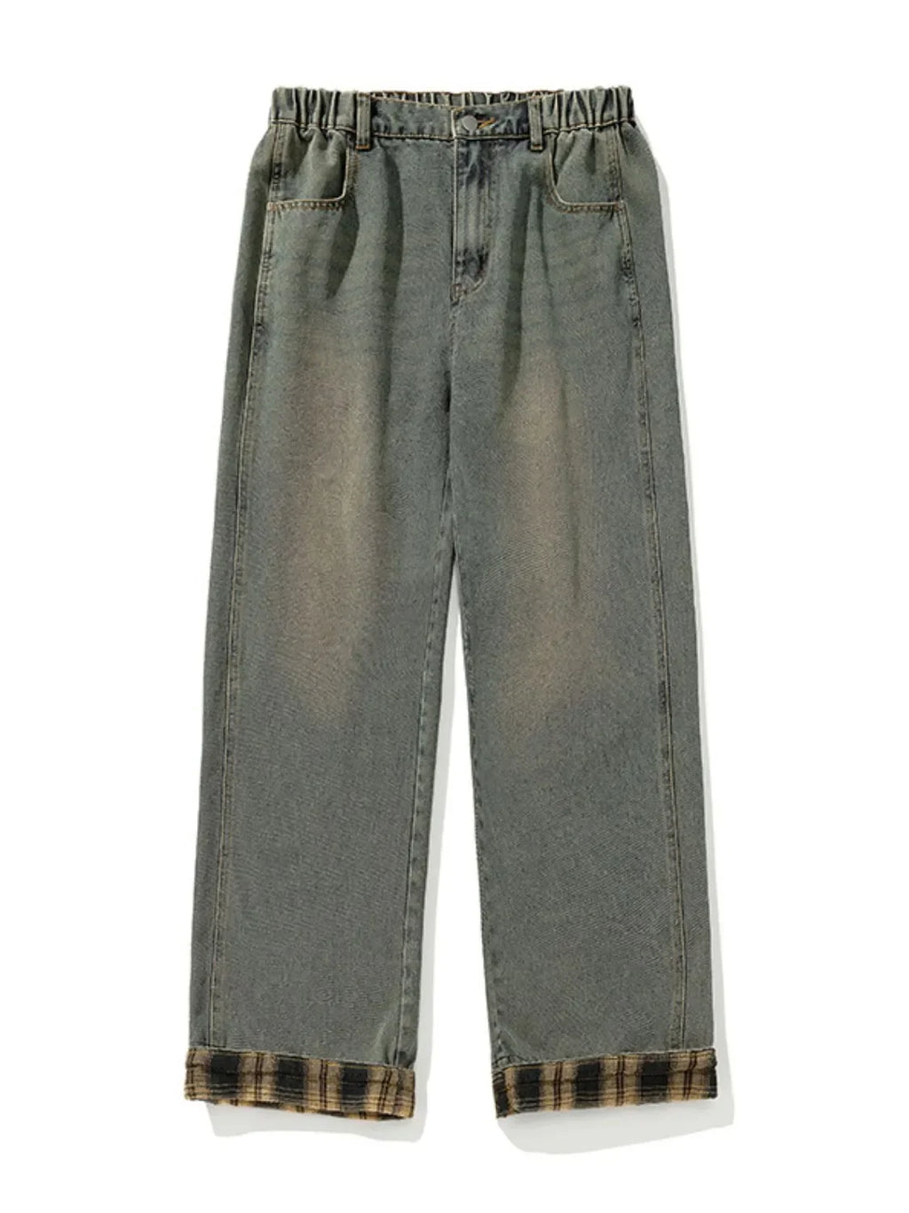 Men's Plus Size Plaid Hem Loose Fit Jeans - tif-shop24.de