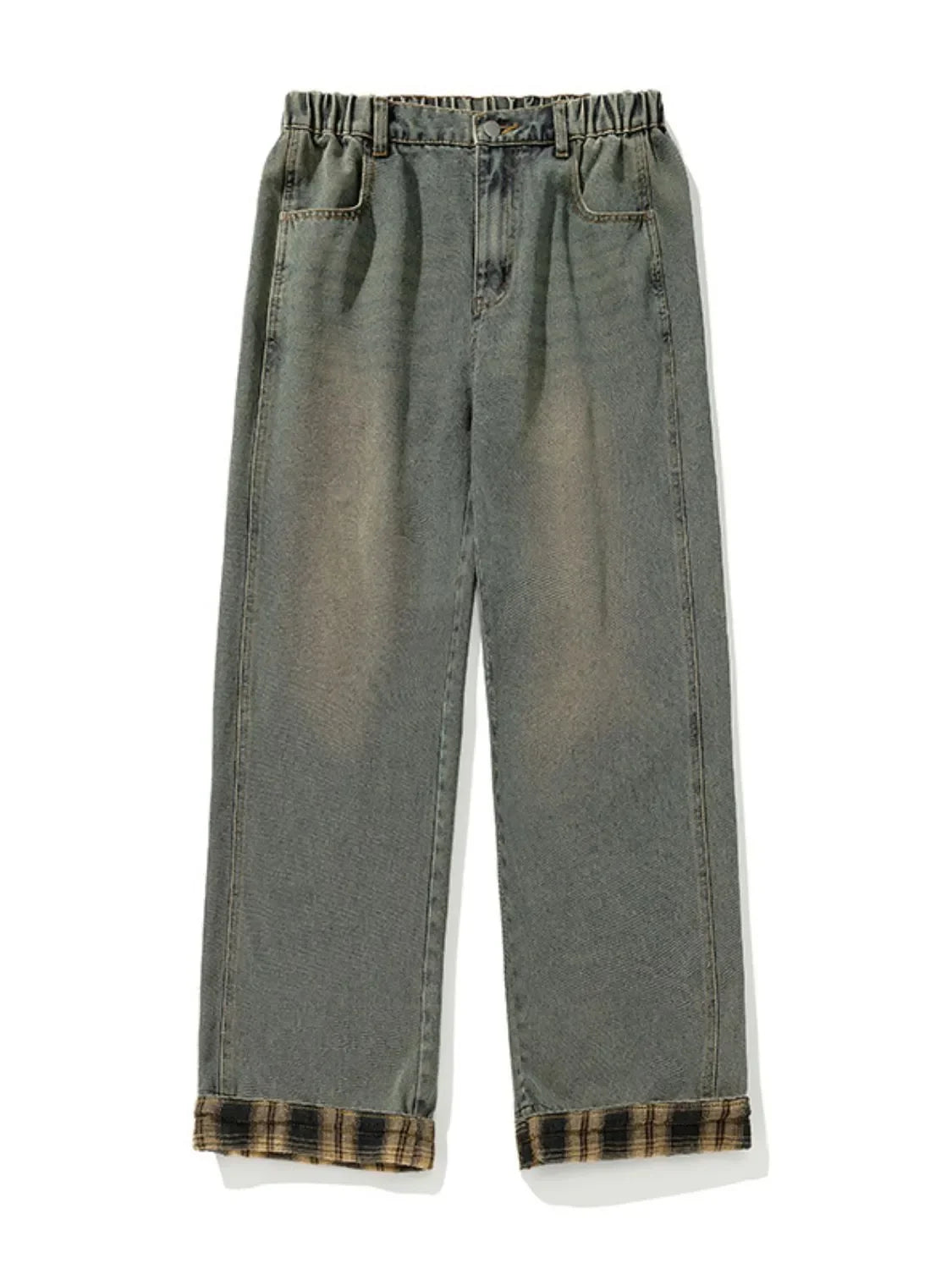 Men's Plus Size Plaid Hem Loose Fit Jeans - tif-shop24.de