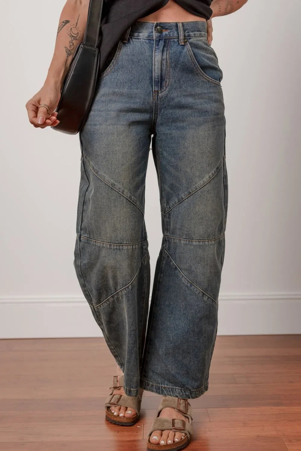 Exposed Stitching Loose Straight High Waist Jeans - tif-shop24.de