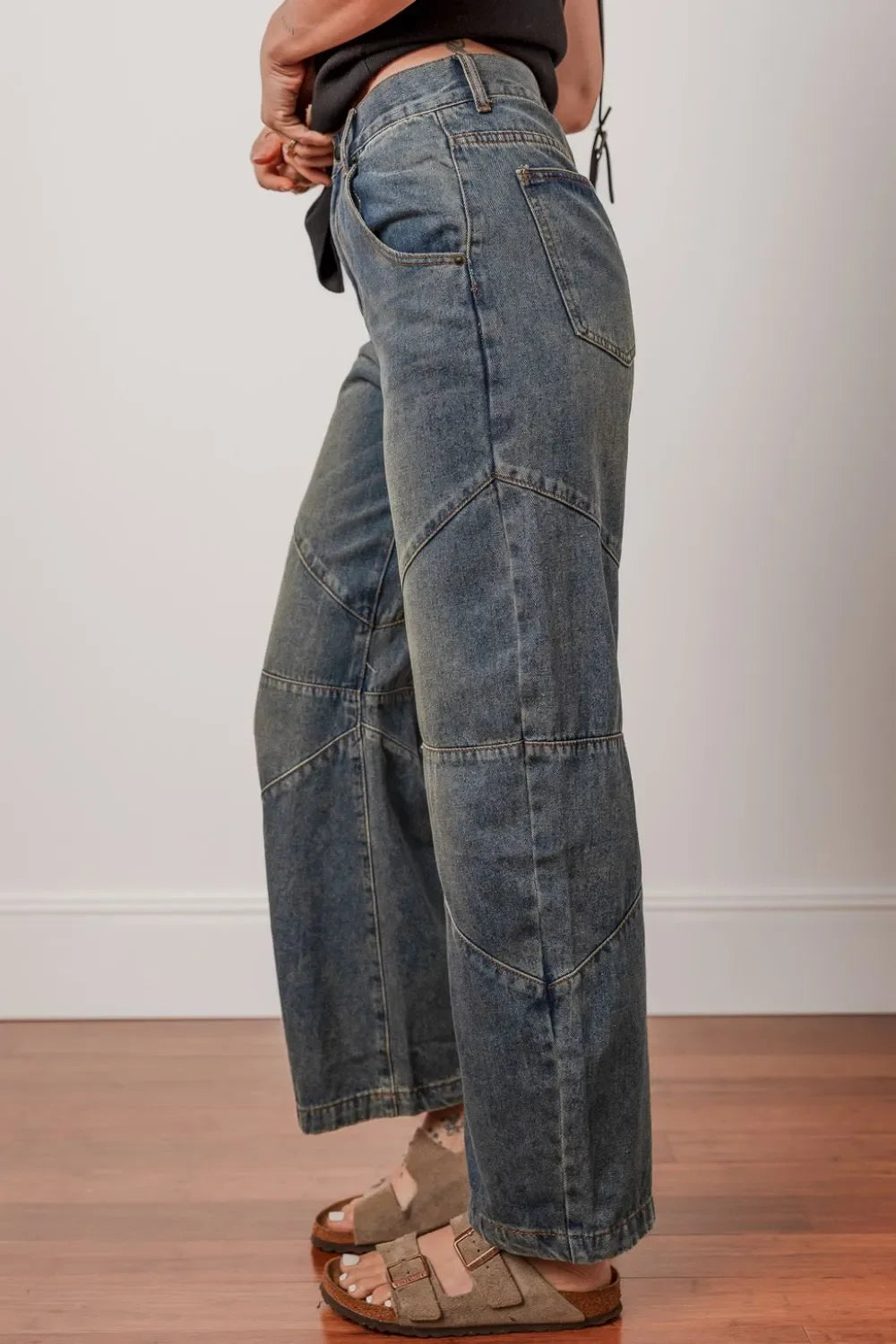 Exposed Stitching Loose Straight High Waist Jeans - tif-shop24.de