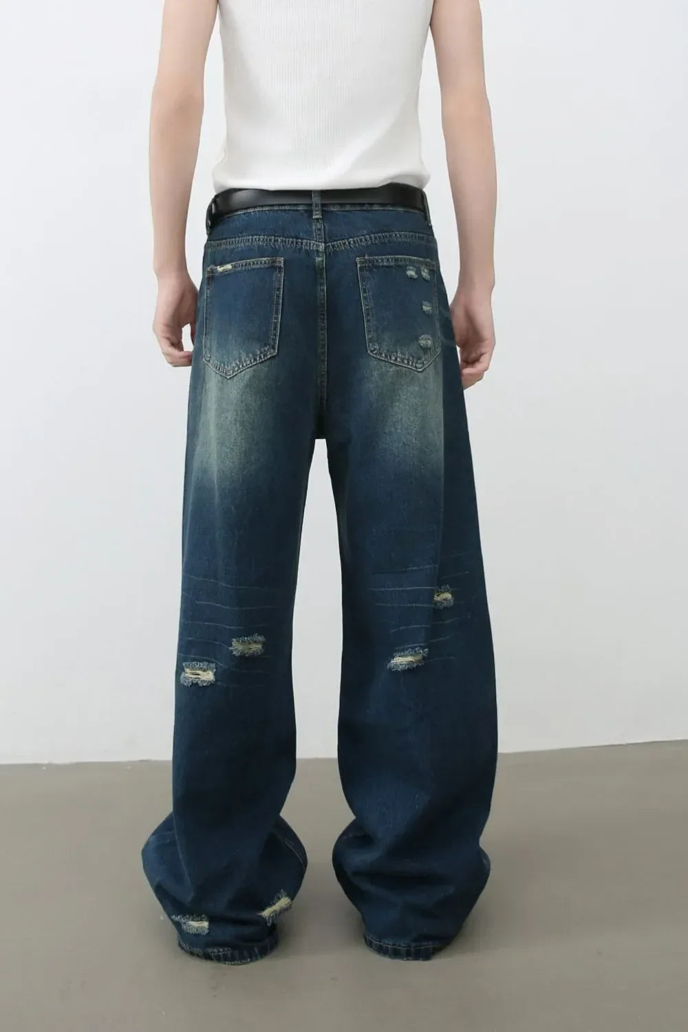 Men's Distressed Wide Leg Jeans - tif-shop24.de