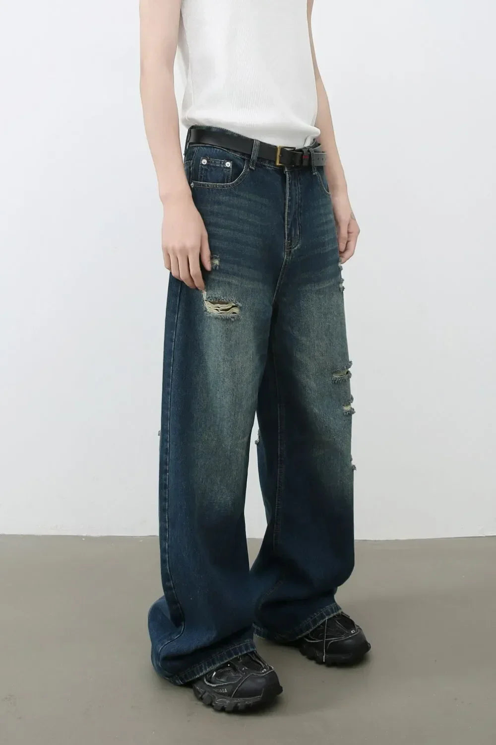 Men's Distressed Wide Leg Jeans - tif-shop24.de