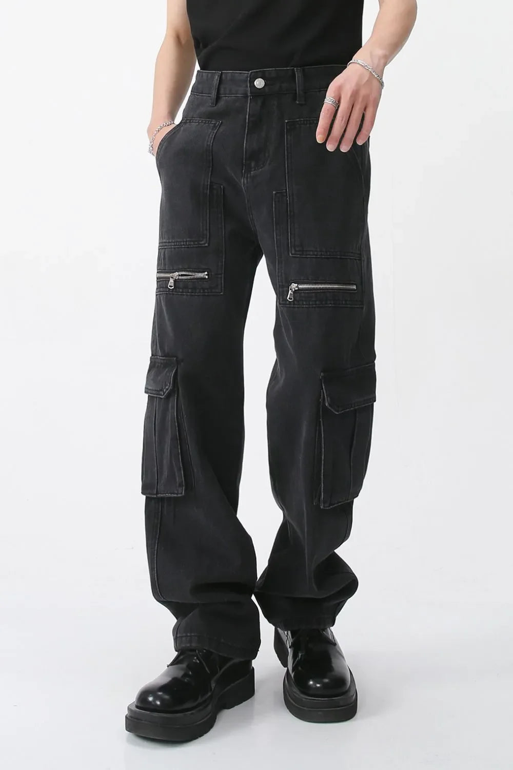 Men's Loose Fit Jeans with Cargo Pockets - tif-shop24.de