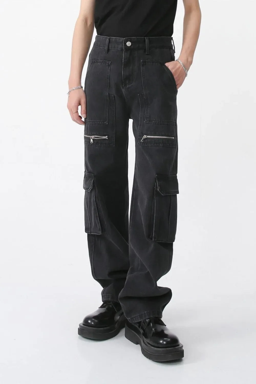 Men's Loose Fit Jeans with Cargo Pockets - tif-shop24.de