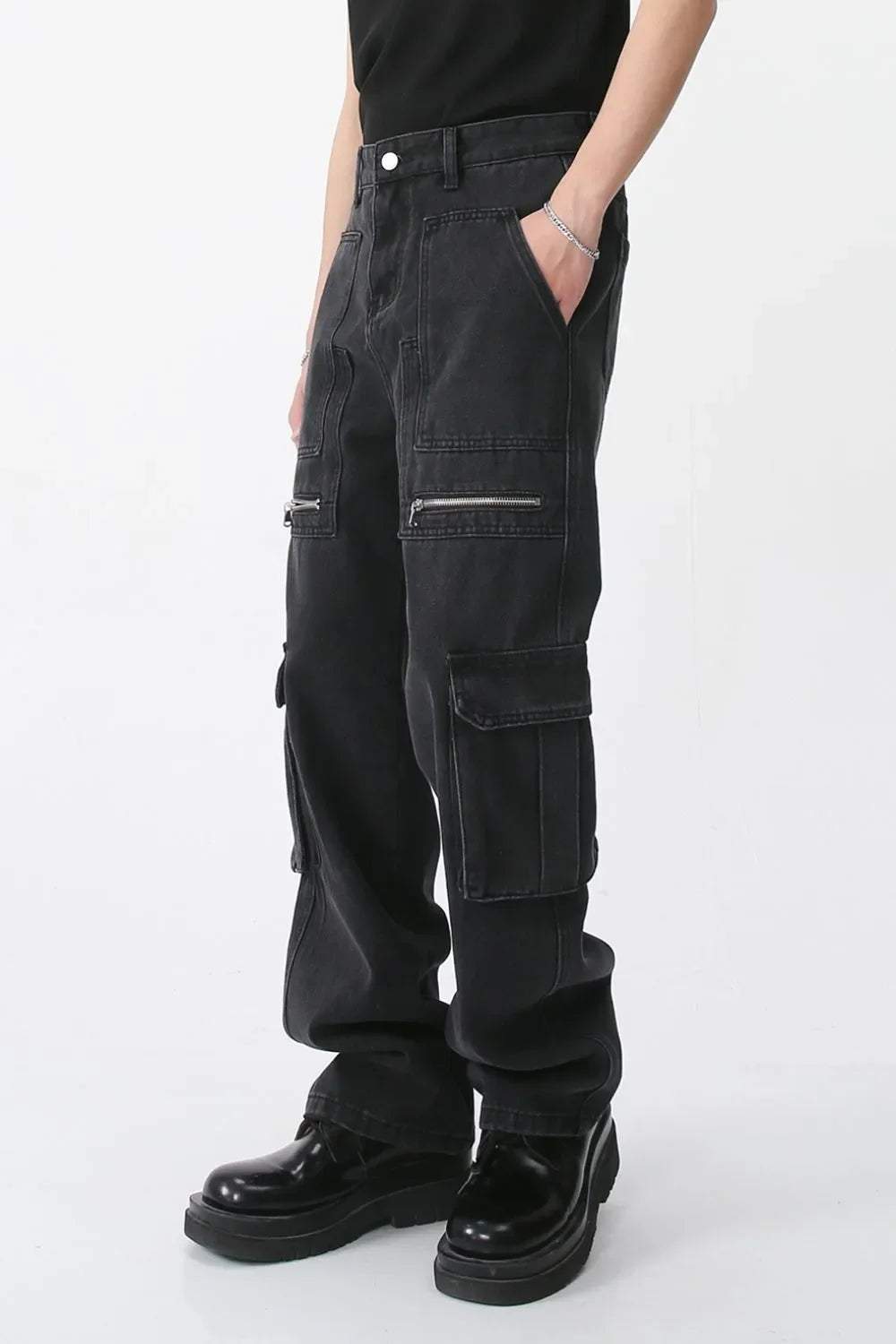 Men's Loose Fit Jeans with Cargo Pockets - tif-shop24.de