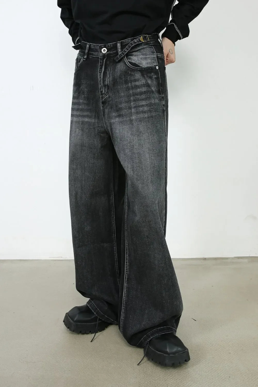 Men's Wide Leg Jeans with Pockets - tif-shop24.de