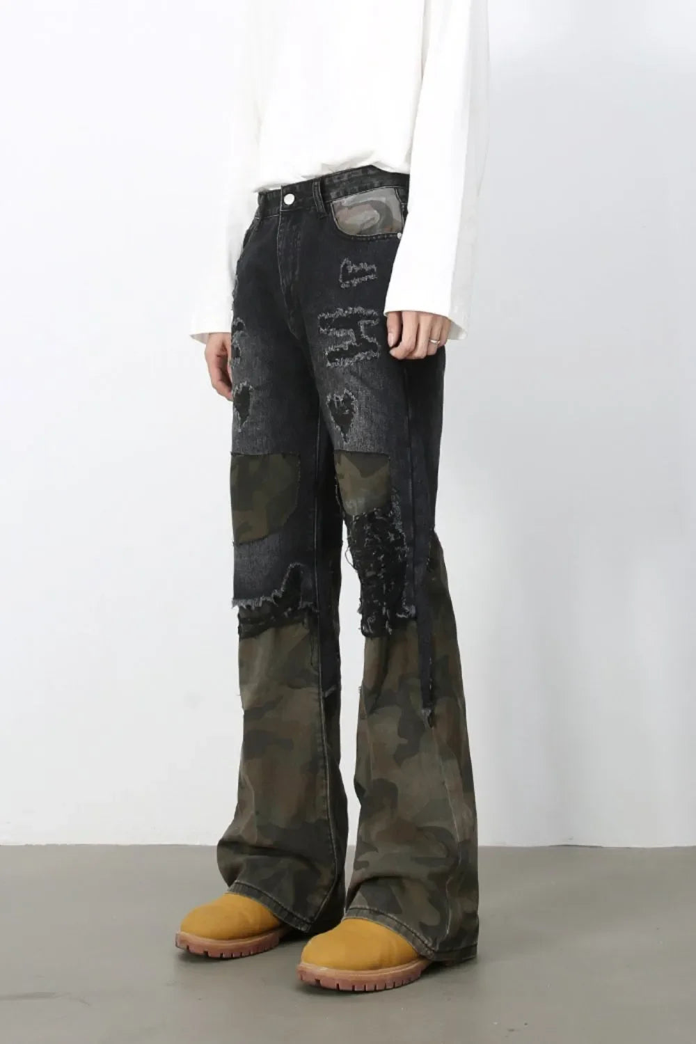 Men's Frayed Hem Camouflage Jeans - tif-shop24.de