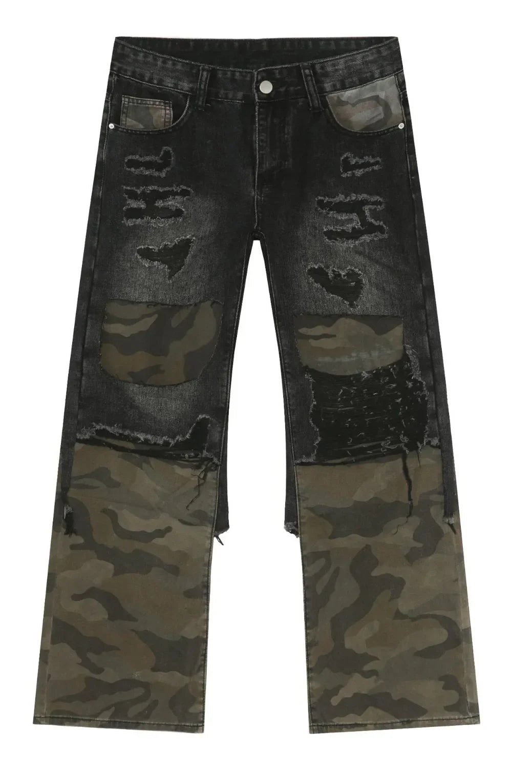 Men's Frayed Hem Camouflage Jeans - tif-shop24.de