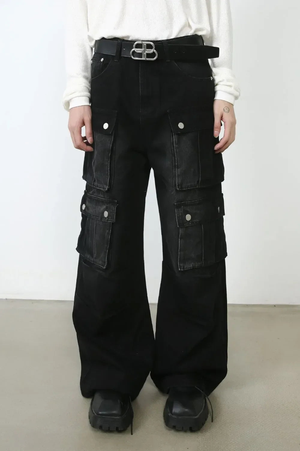 Men's Wide Leg Jeans with Cargo Pockets - tif-shop24.de