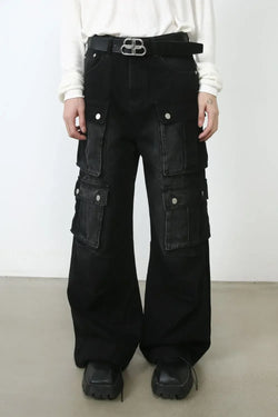 Men's Wide Leg Jeans with Cargo Pockets - tif-shop24.de