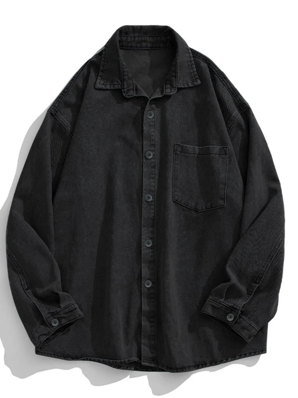 Men's Plus Size Collared Neck Long Sleeve Denim Shirt - tif-shop24.de