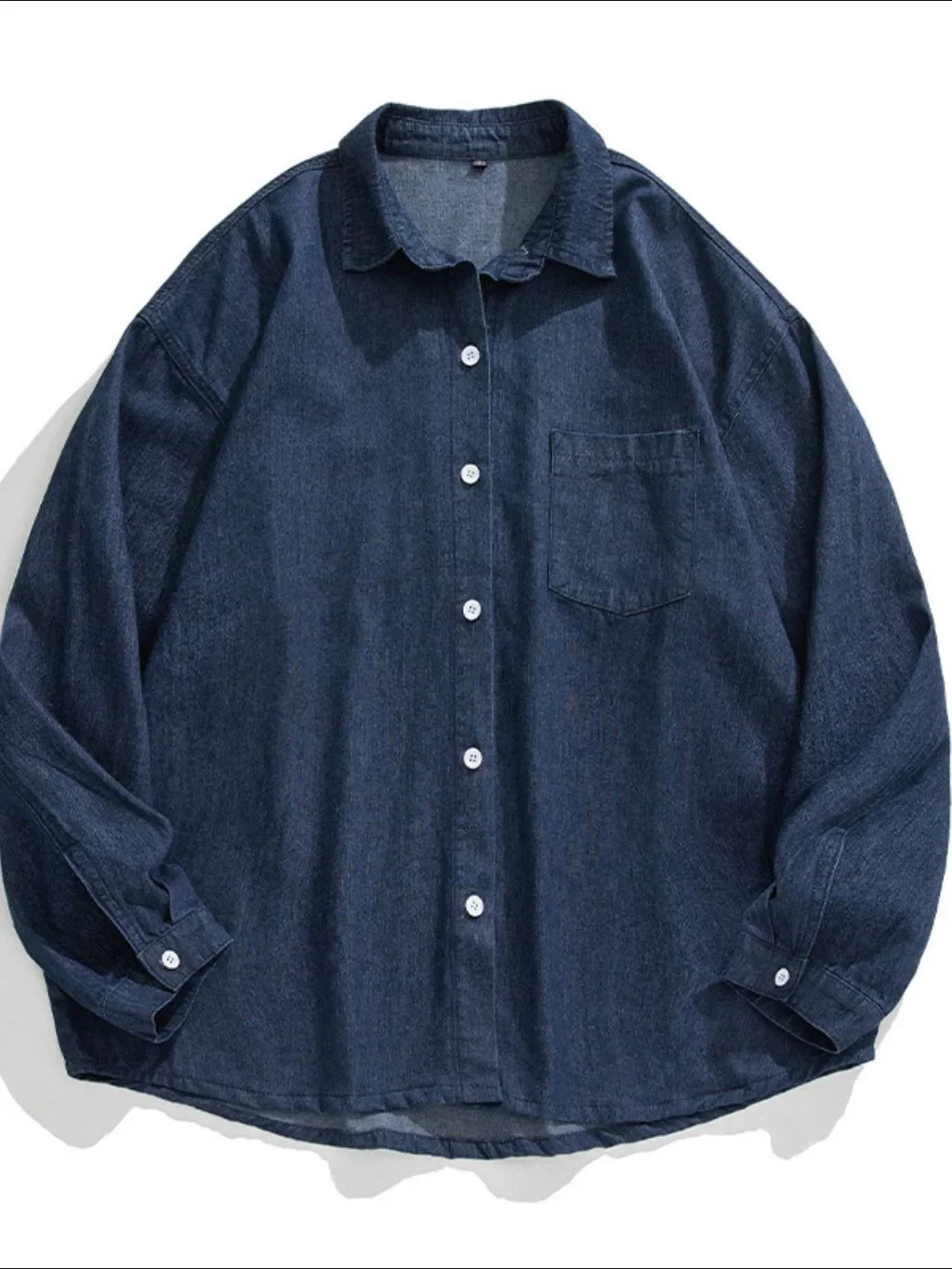 Men's Plus Size Collared Neck Long Sleeve Denim Shirt - tif-shop24.de