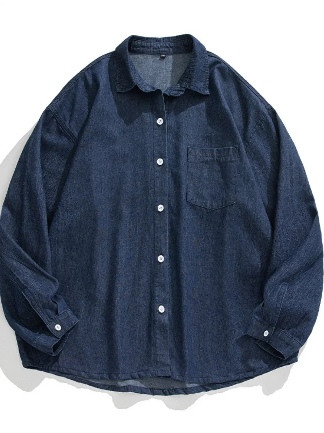 Men's Plus Size Collared Neck Long Sleeve Denim Shirt - tif-shop24.de