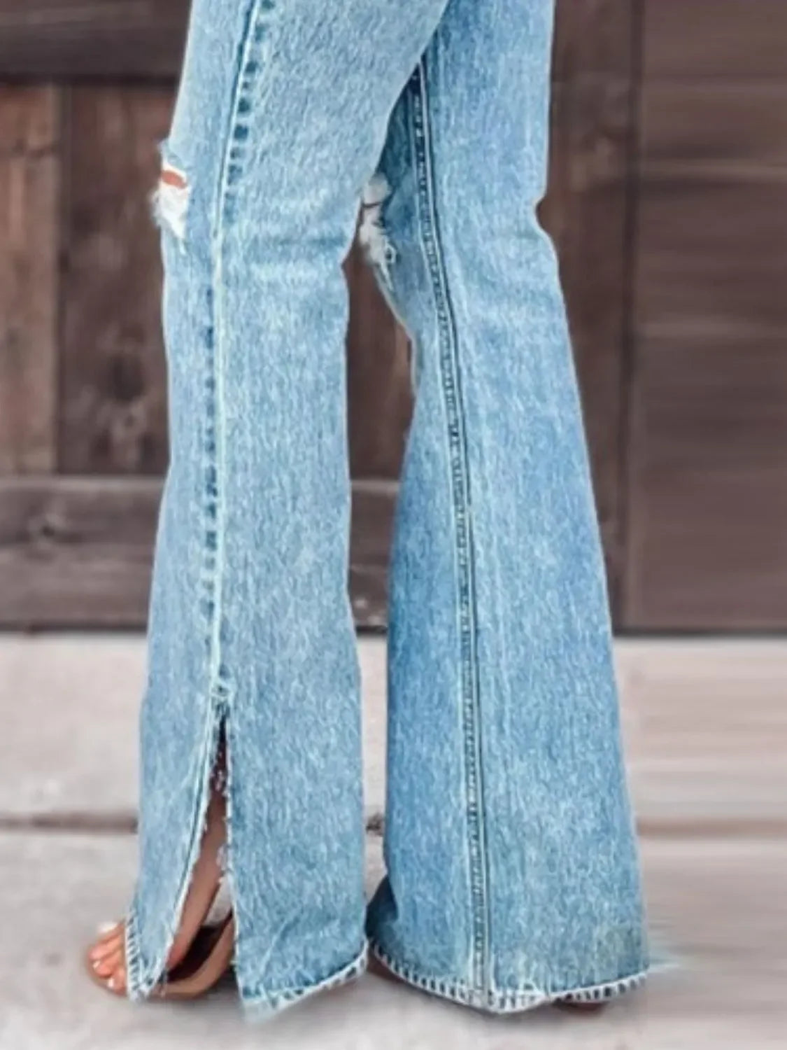 Distressed Slit Bootcut Jeans - tif-shop24.de