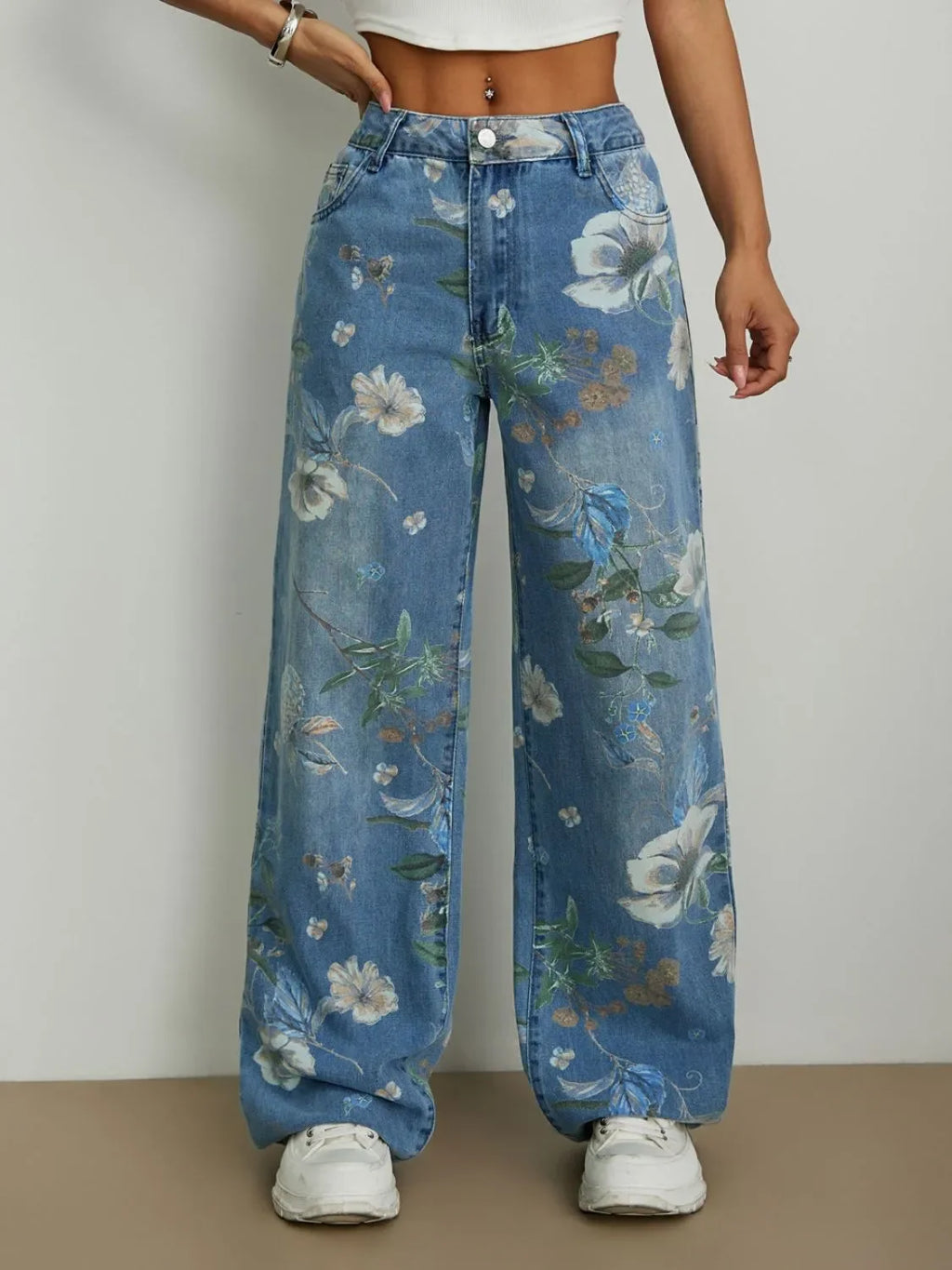 Printed Wide Leg Jeans - tif-shop24.de