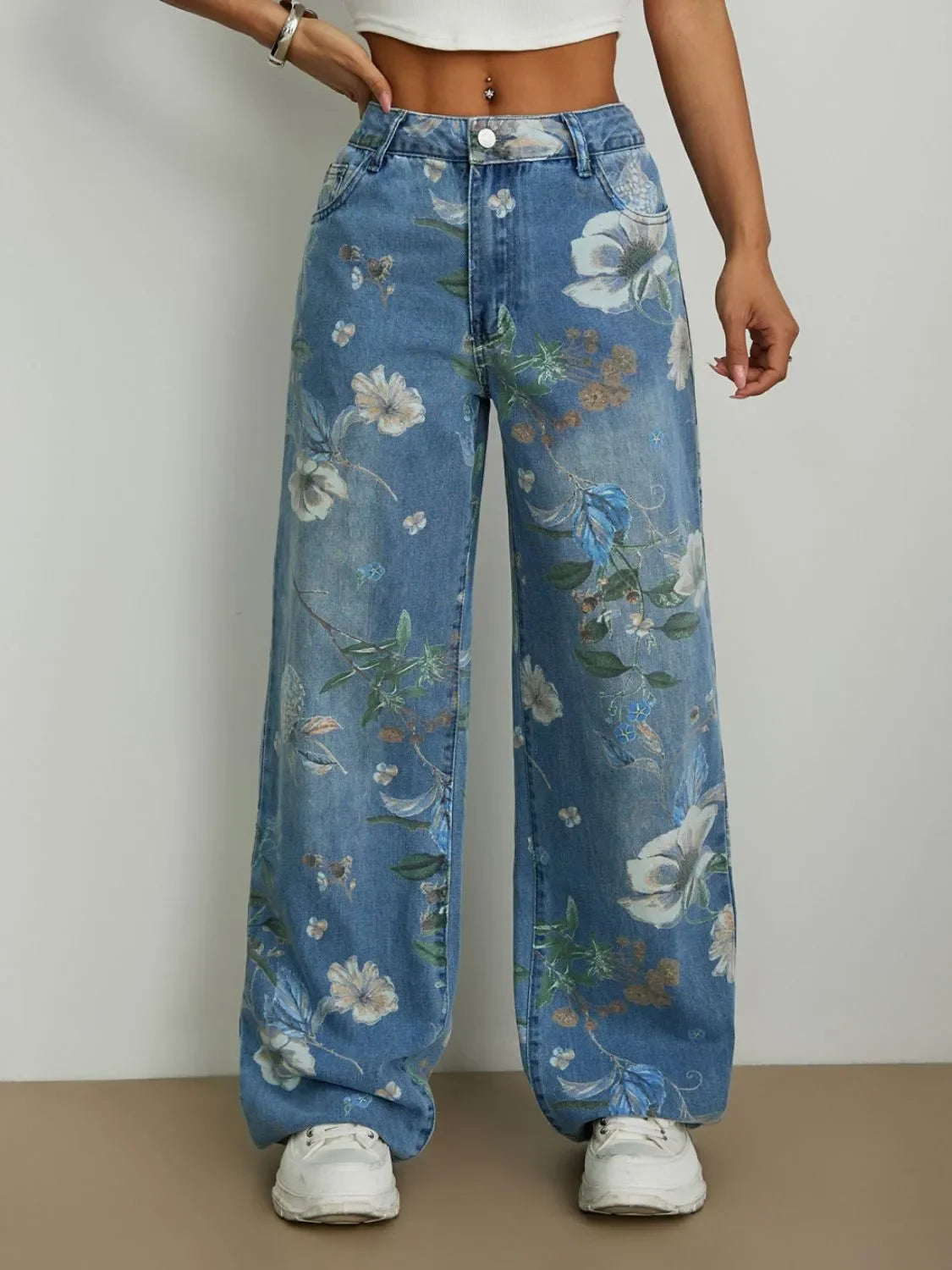 Printed Wide Leg Jeans - tif-shop24.de