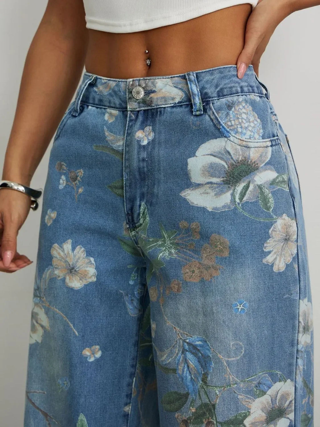Printed Wide Leg Jeans - tif-shop24.de