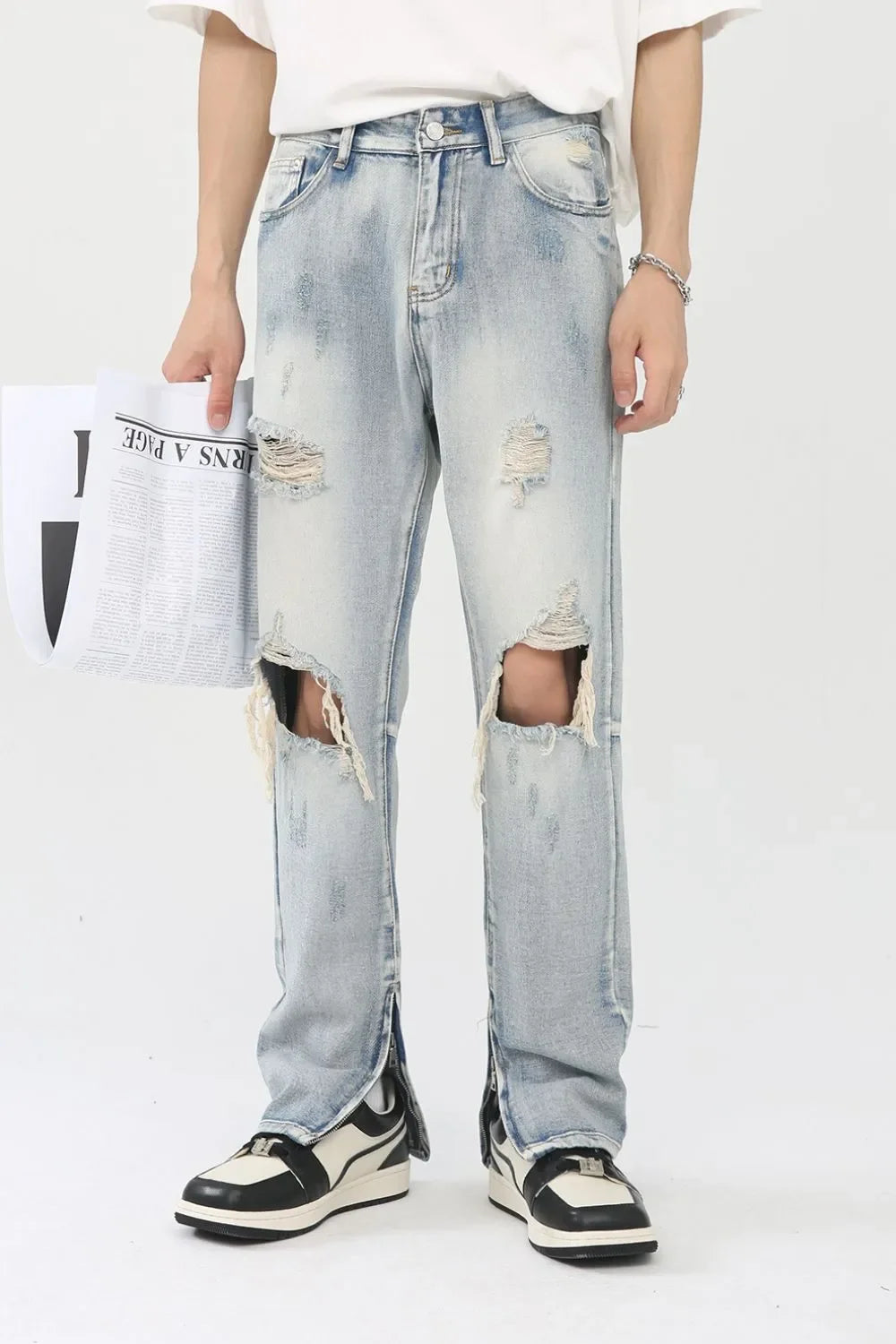 Men's Distressed Slit Jeans - tif-shop24.de