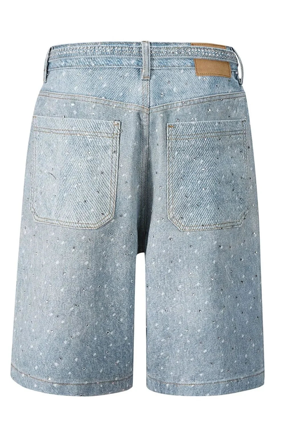 Men's Washed Rhinestone Denim Bermuda Shorts - tif-shop24.de