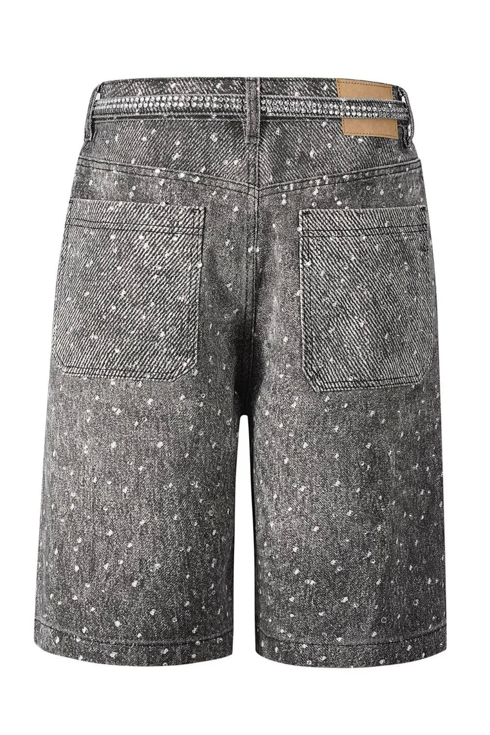 Men's Washed Rhinestone Denim Bermuda Shorts - tif-shop24.de