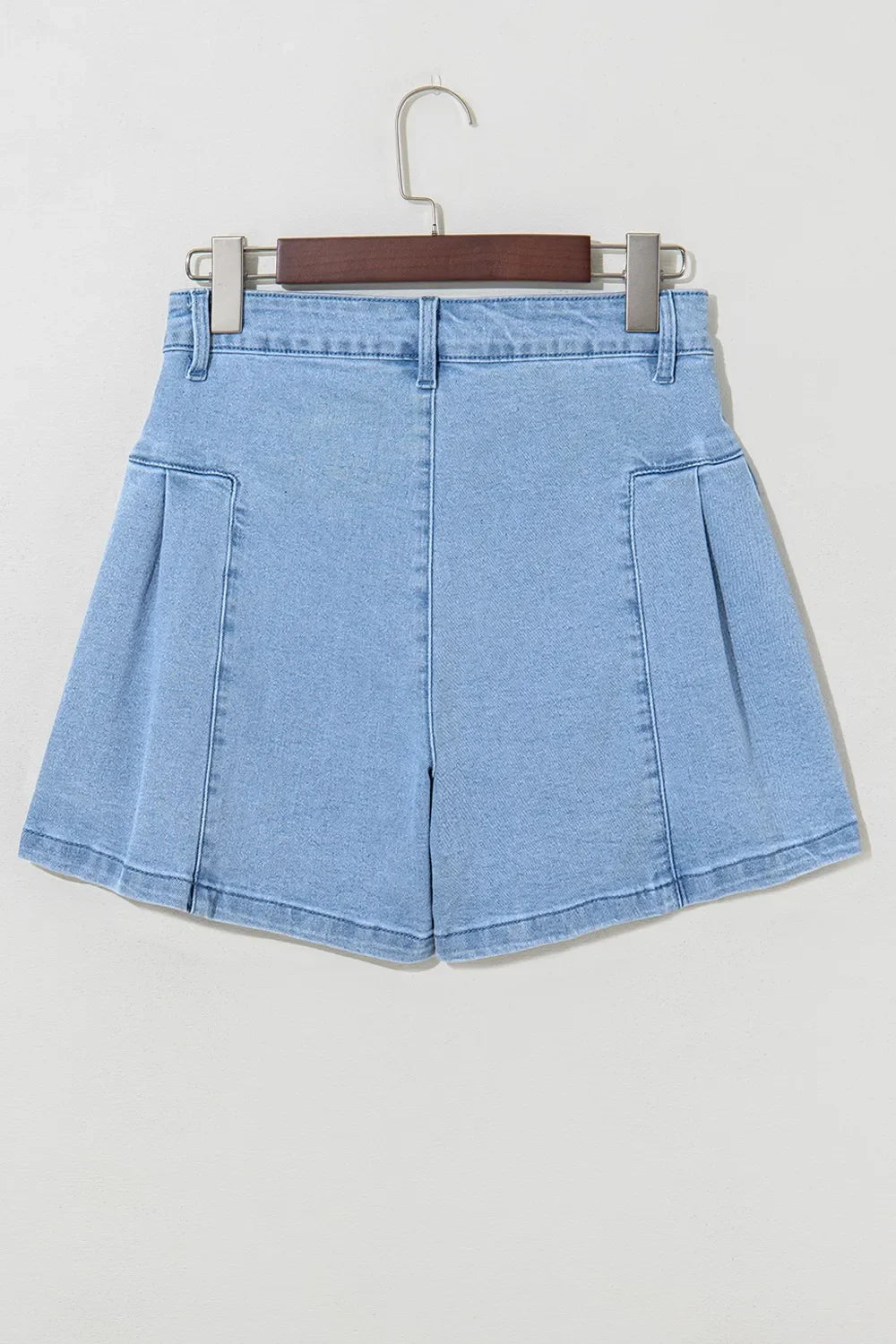 Pleated Patchwork Panel Lightweight Denim Shorts - tif-shop24.de
