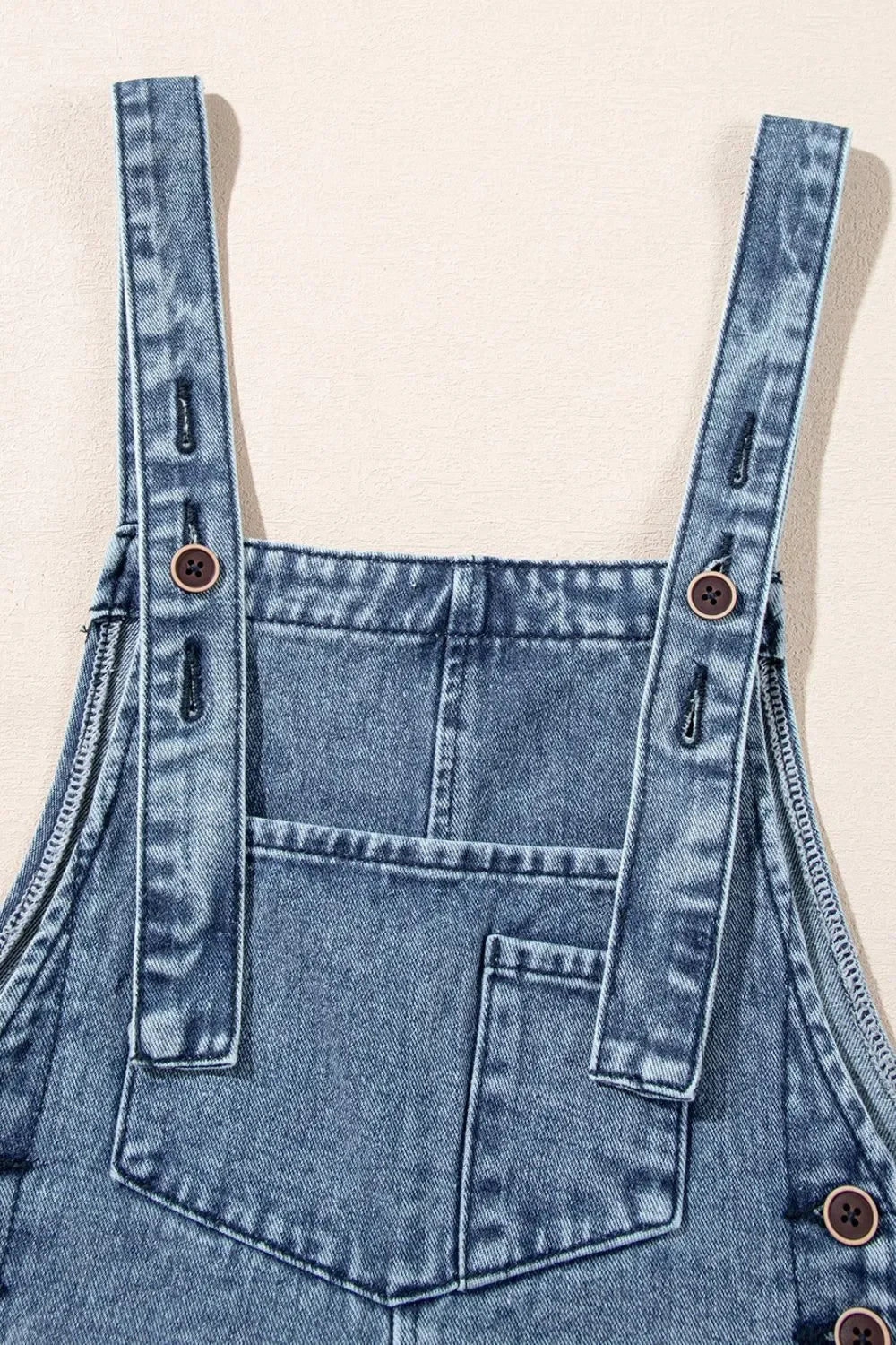 Distressed Bib Pocket Wide Leg Denim Overalls - tif-shop24.de